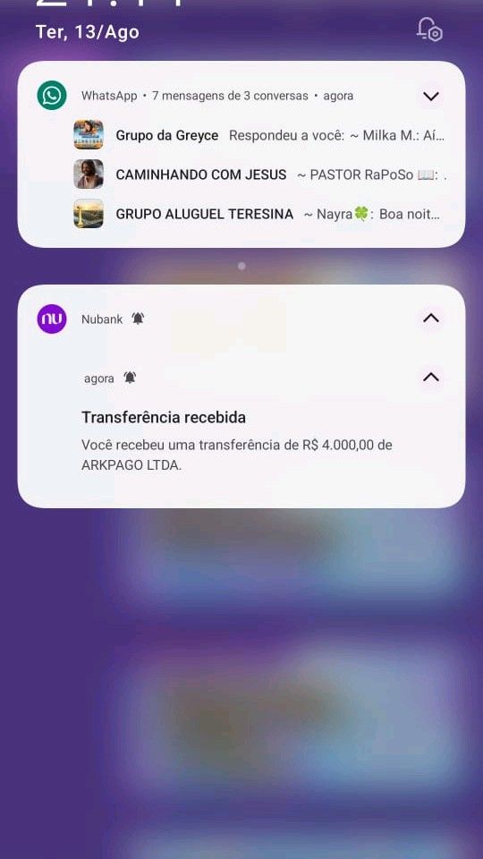 Print de comprovante enviado por um membro do clube